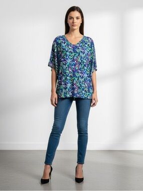 Dear Scarlett Boutique Bold & Breezy  Paisley Print Blouse with Rich Colors